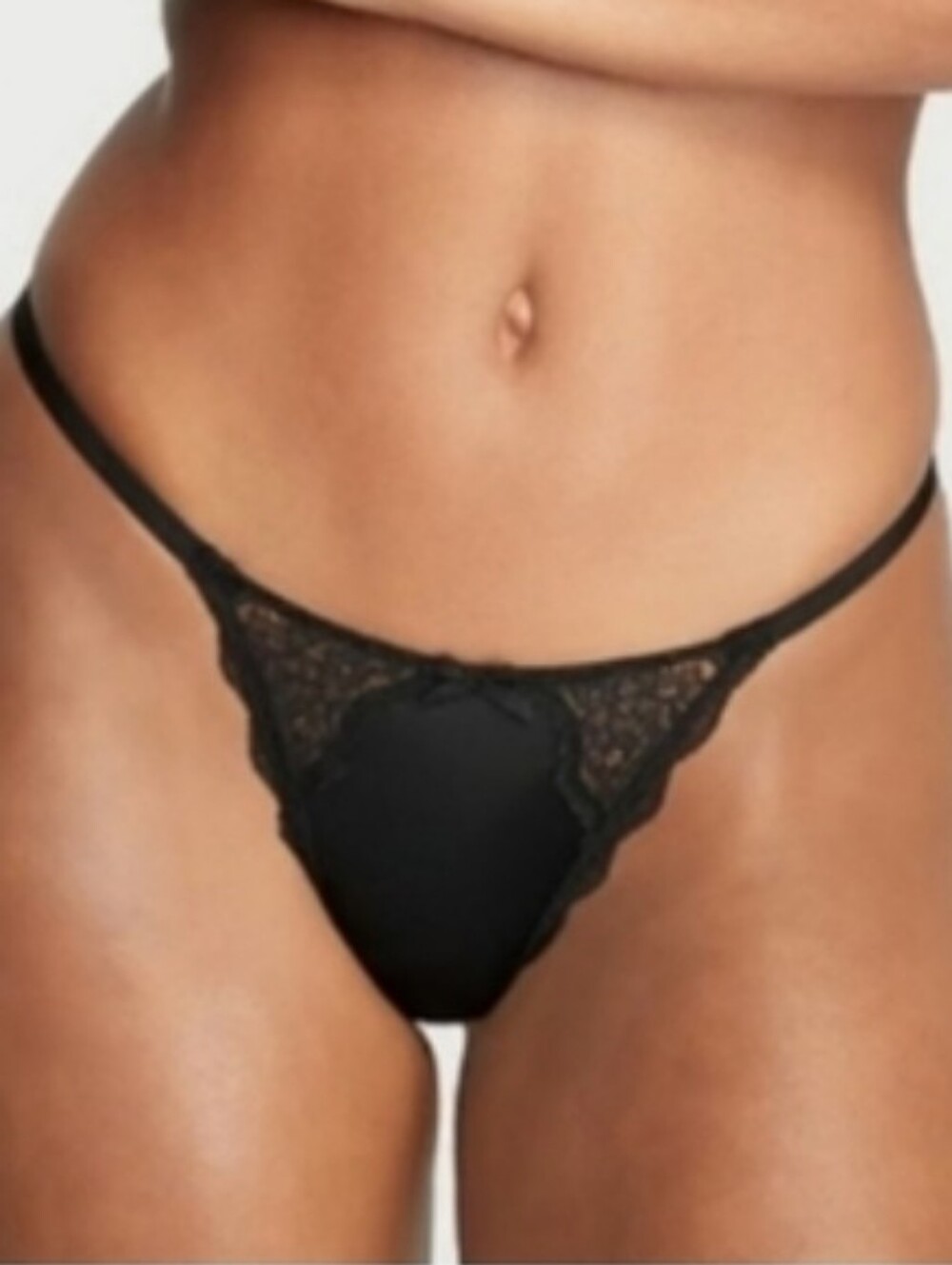 Victoria's Secret Dream Angels Lace-Trim V-String Panty XLARGE BLACK